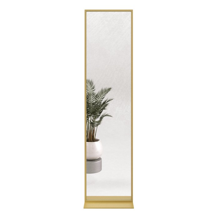 Дизайнерское напольное двухстороннее зеркало Zeliso-ll в металлической раме золотого цвета - лучшие Напольные зеркала в INMYROOM