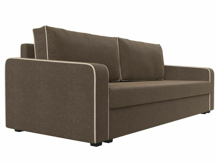 Диван-кровать Лига 009 коричневого цвета с бежевым кантом (рогожка)  - лучшие Прямые диваны в INMYROOM