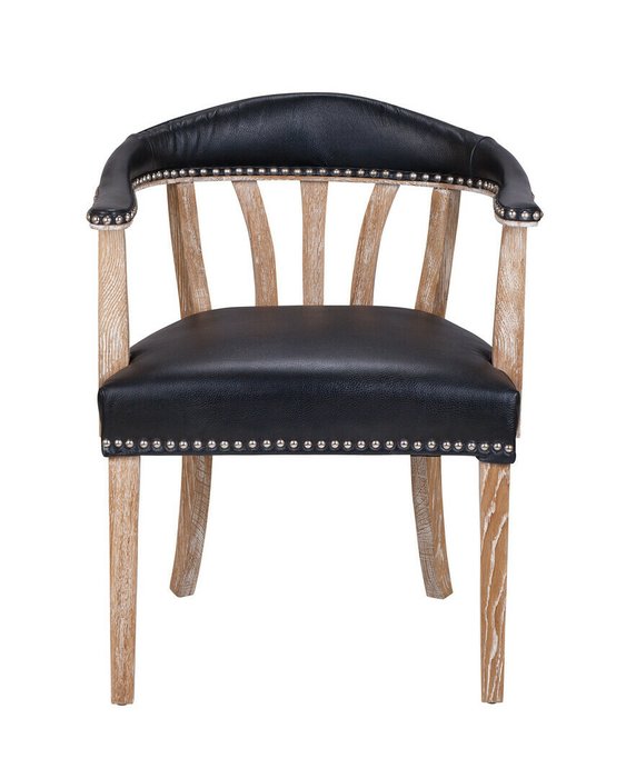 Стул с подлокотником Tanner black leather черного цвета