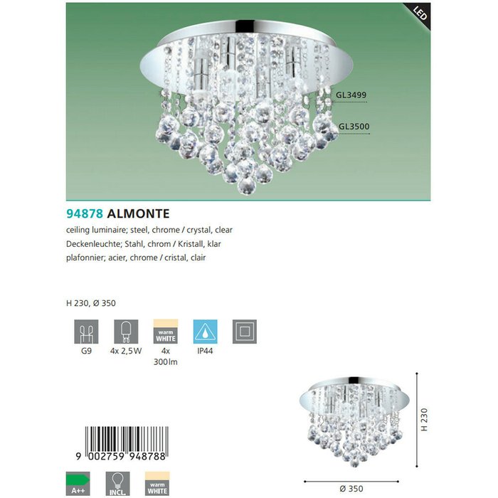Потолочный светодиодный светильник EGLO "ALMONTE" - лучшие Потолочные люстры в INMYROOM