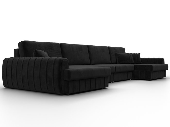 Угловой диван-кровать Лига 057 Лонг черного цвета - лучшие Угловые диваны в INMYROOM