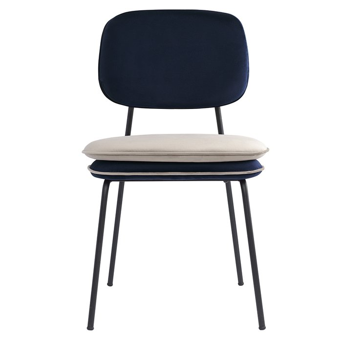 Стул Реа с контрастным кантом темно-синего-бежевого цвета - купить Обеденные стулья по цене 11900.0