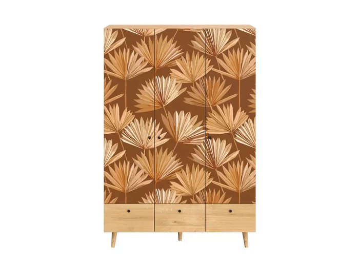 Шкаф Frida с принтом Palm на деревянных ножках  - купить Шкафы распашные по цене 77800.0