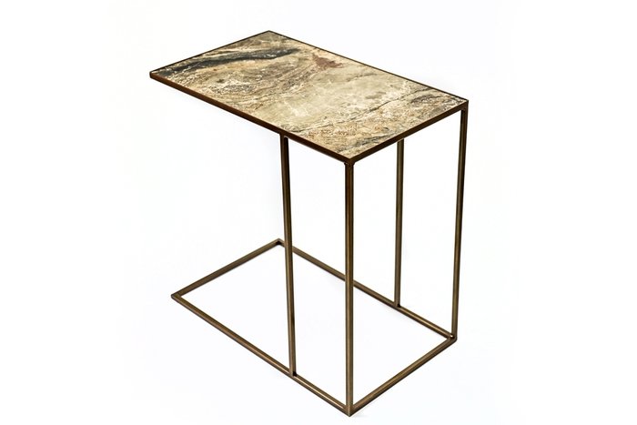 Приставной столик Отто из металла и гранита  - купить Кофейные столики по цене 7990.0