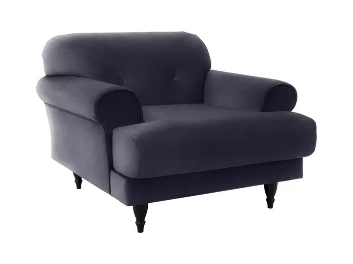 Кресло Italia в обивке из велюра темно-серого цвета с черными ножками