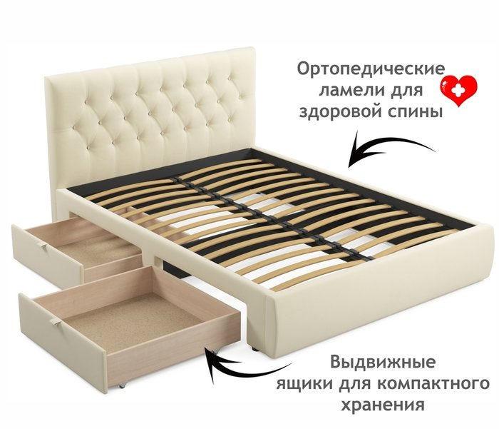 Кровать Verona 160х200 бежевого цвета без подъемного механизма - лучшие Кровати для спальни в INMYROOM
