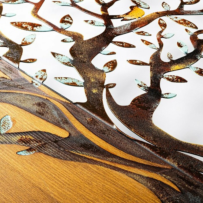 Настенный декор Дерево с птичками 92x71 из металла и дерева - лучшие Декор стен в INMYROOM