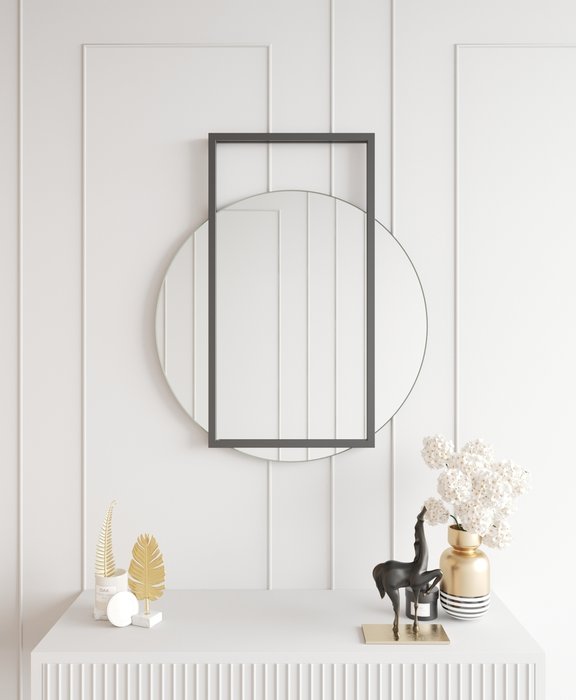 Дизайнерское настенное зеркало Terraform черного цвета - лучшие Настенные зеркала в INMYROOM