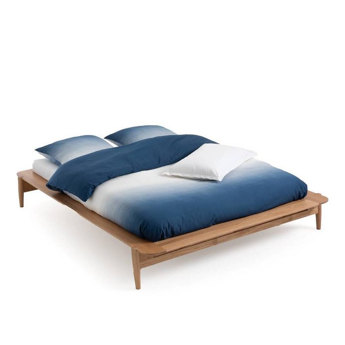 Кровать из массива дуба с кроватным основанием Jucca 160х200 бежевого цвета