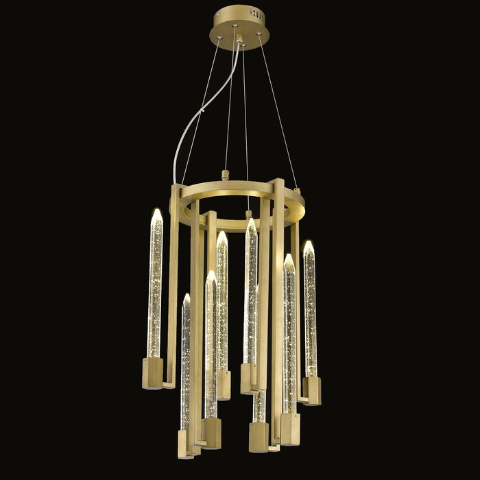 Подвесной светильник с металлической арматурой золотого цвета. - купить Подвесные люстры по цене 72070.0