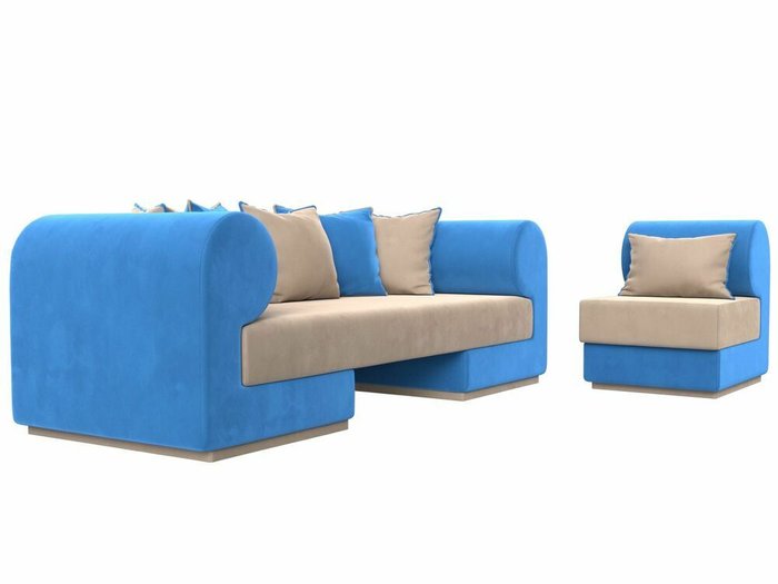 Набор мягкой мебели Кипр 2 бежево-голубого цвета - лучшие Комплекты мягкой мебели в INMYROOM