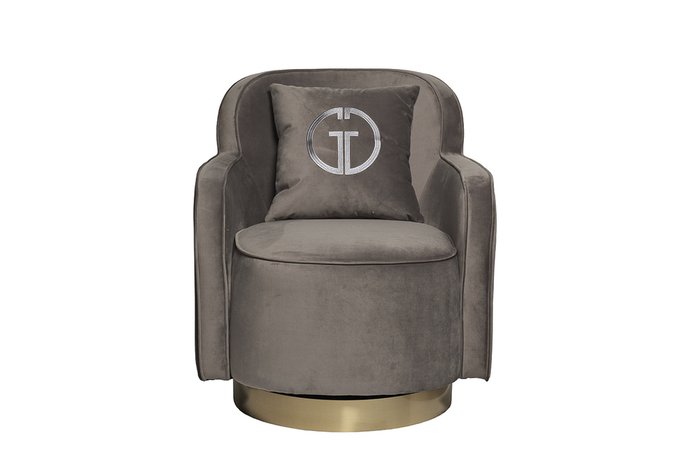 Кресло в обивке из велюра серого цвета - купить Интерьерные кресла по цене 72600.0