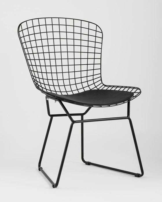 Стул обеденный Bertoia c черной подушкой - купить Обеденные стулья по цене 8790.0