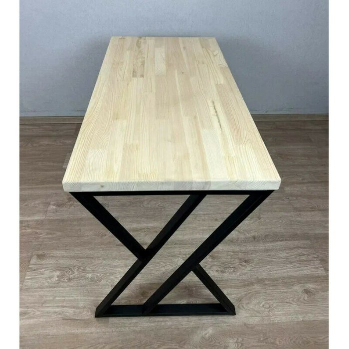 Обеденный стол Loft 110х60 со столешницей без покрытия и черными металлическими ножками - лучшие Обеденные столы в INMYROOM