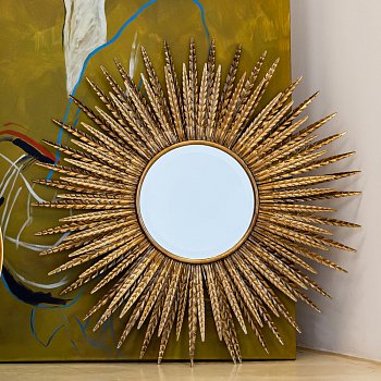 Настенное зеркало Харвест цвета темного матового золота - купить Настенные зеркала по цене 25500.0