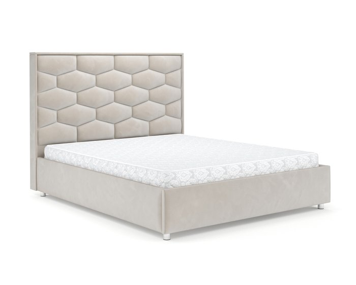 Кровать Рица 160х190 бежевого цвета с подъемным механизмом (вельвет) - купить Кровати для спальни по цене 42390.0