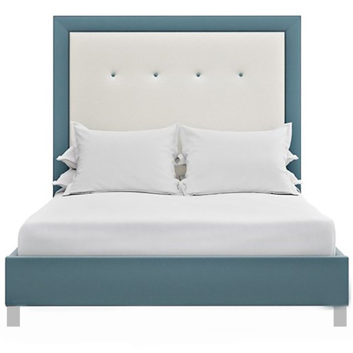 Кровать Penelopeс высокой спинкой бело-голубого цвета 160x200 