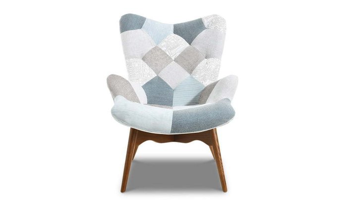 Кресло Contour серо-голубого цвета на коричневых ножках - лучшие Интерьерные кресла в INMYROOM