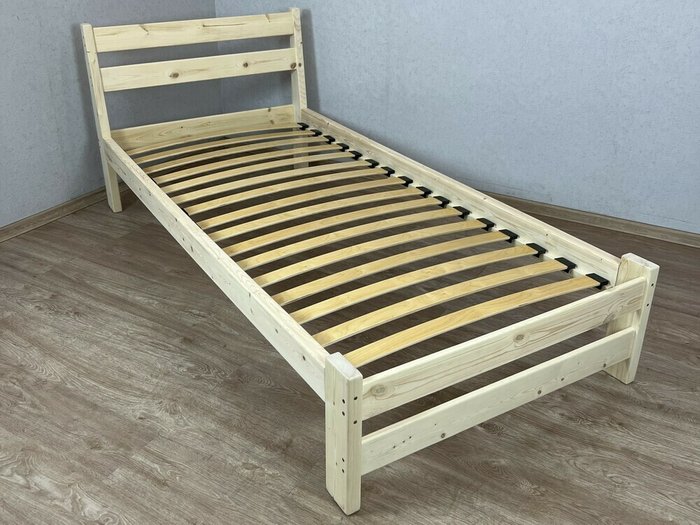 Кровать Мишка сосновая с ортопедическим основанием 80х200 бежевого цвета - купить Кровати для спальни по цене 7862.0