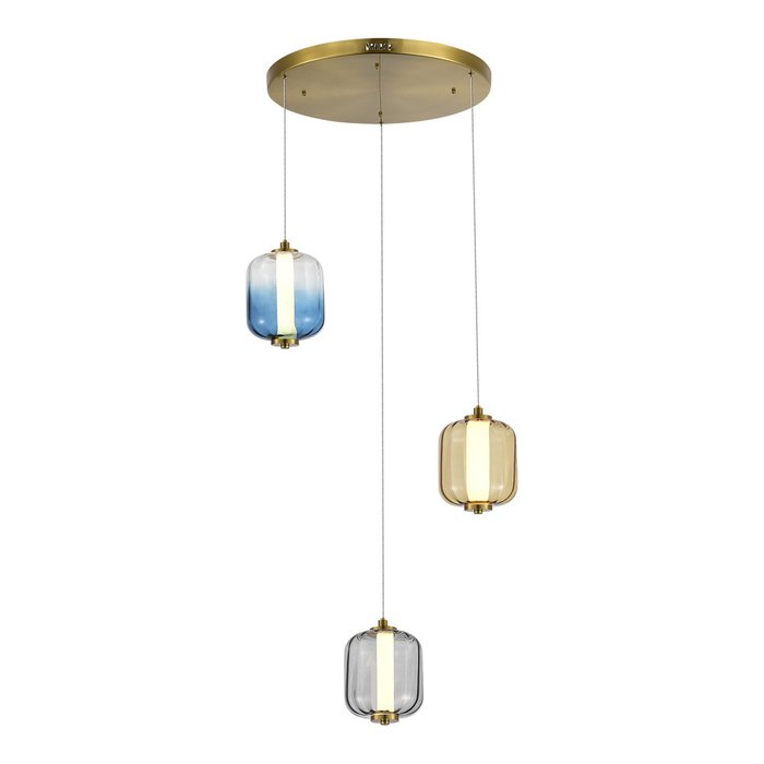 Светильник подвесной ST-Luce Латунь/Янтарный,Дымчатый,Голубой LED 3*11W 3000K SUMMER