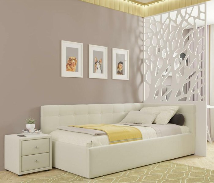 Кровать Bonna 90х200 с подъемным механизмом бежевого цвета - купить Кровати для спальни по цене 30600.0