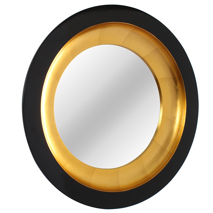 Декоративное настенное зеркало Перигей (fish-eye) в раме черно-золотистого цвета - купить Настенные зеркала по цене 28500.0