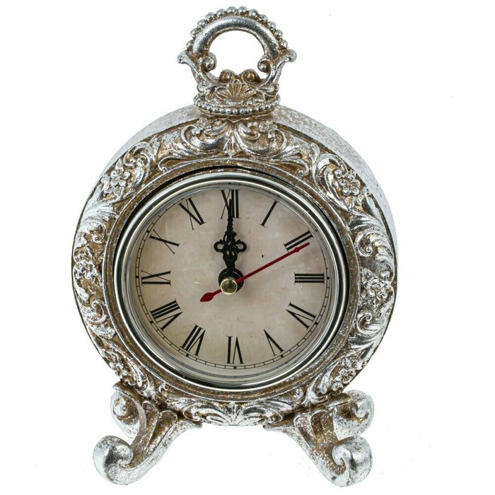 Часы настольные декоративные серебряного цвета