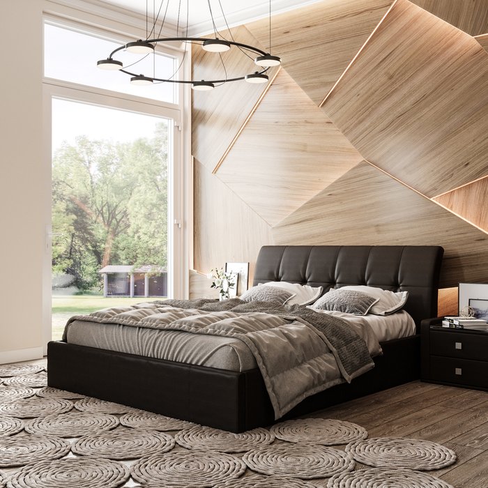 Кровать Инуа 160х200 черного цвета с подъемным механизмом - лучшие Кровати для спальни в INMYROOM