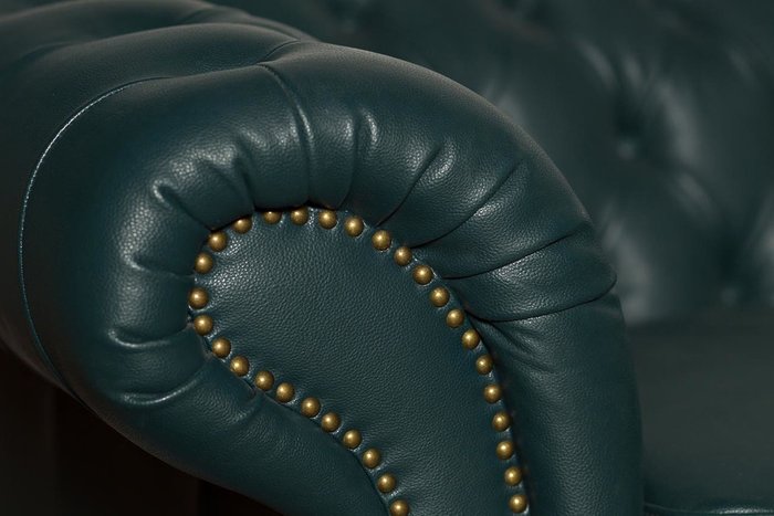 Диван кожаный трехместный зеленый - лучшие Прямые диваны в INMYROOM