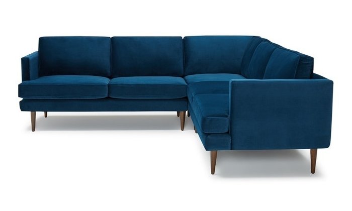 Модульный угловой диван синего цвета