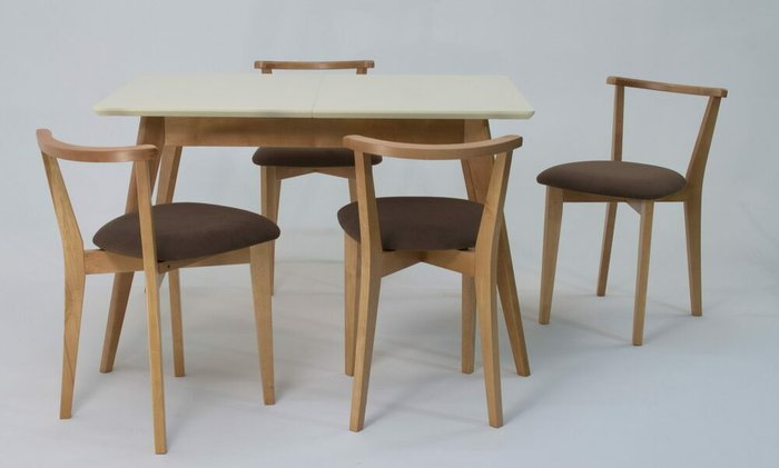 Обеденная группа Сканди 120 со стульями коричневого цвета - купить Обеденные группы по цене 53950.0