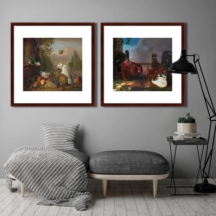 Репродукция картины Deux coqs se battant pour une poule huppe 1799 г. - лучшие Картины в INMYROOM