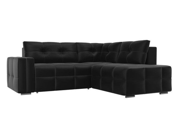 Угловой диван-кровать Леос черного цвета (экокожа)