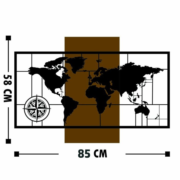 Настенный декор Карта 85x58 коричнево-черного цвета - купить Декор стен по цене 24991.0