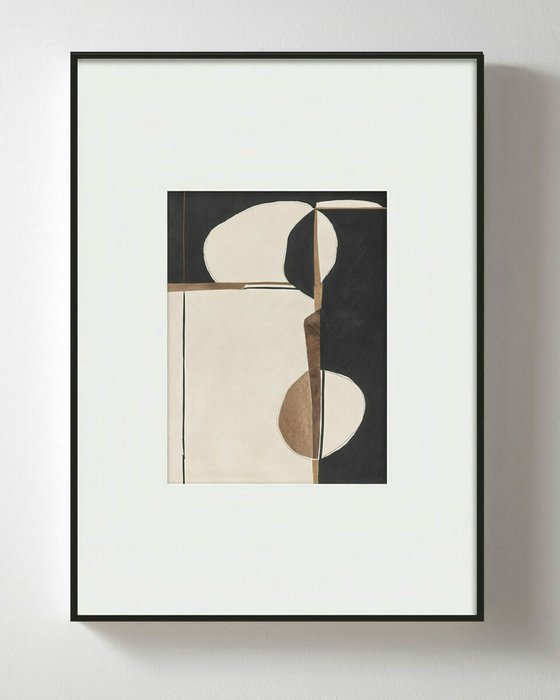 Интерьерный постер Black beige abstraction 50х70 бежево-черного цвета - купить Картины по цене 9000.0