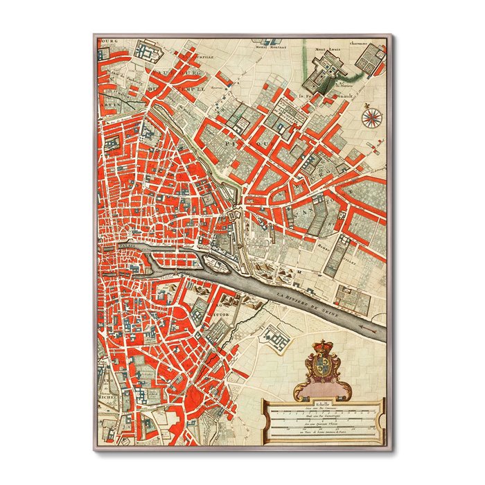 Набор из двух репродукций картин Карта Парижа, 1774г.  - лучшие Картины в INMYROOM