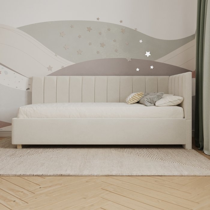 Кровать Помпиду 90х200 белого цвета с подъемным механизмом - лучшие Одноярусные кроватки в INMYROOM