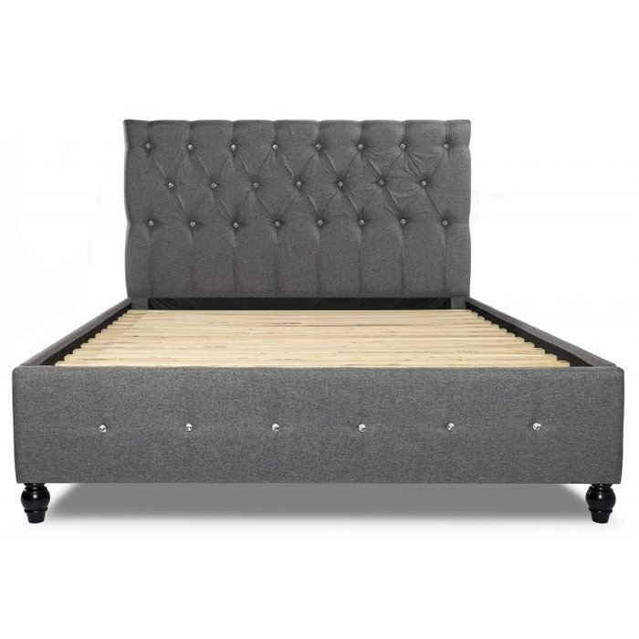 Кровать двуспальная Rebecca 160х200 темно-серого цвета - купить Кровати для спальни по цене 21770.0