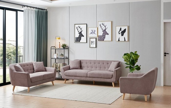 Прямой диван Stockholm S пепельно-розового цвета - купить Прямые диваны по цене 51758.0