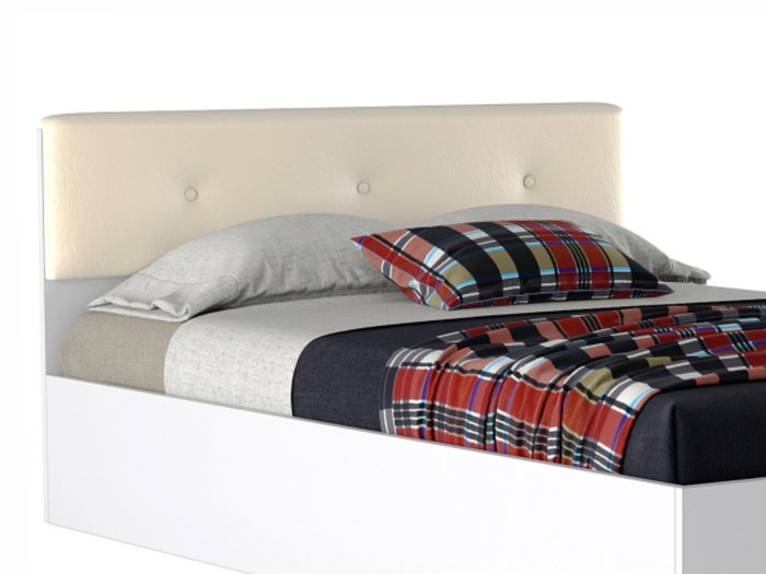 Кровать Виктория Эко 140х200 бело-бежевого цвета - купить Кровати для спальни по цене 12000.0