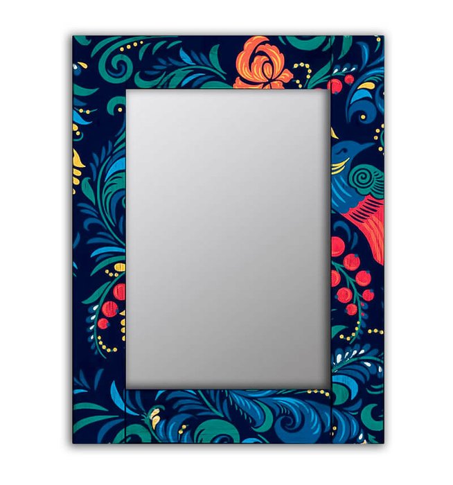 Настенное зеркало Синяя Жар-птица 50х65 синего цвета