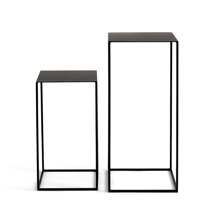 Комплект из двух кофейных столов из лакированного металла Romy черного цвета - купить Кофейные столики по цене 10360.0