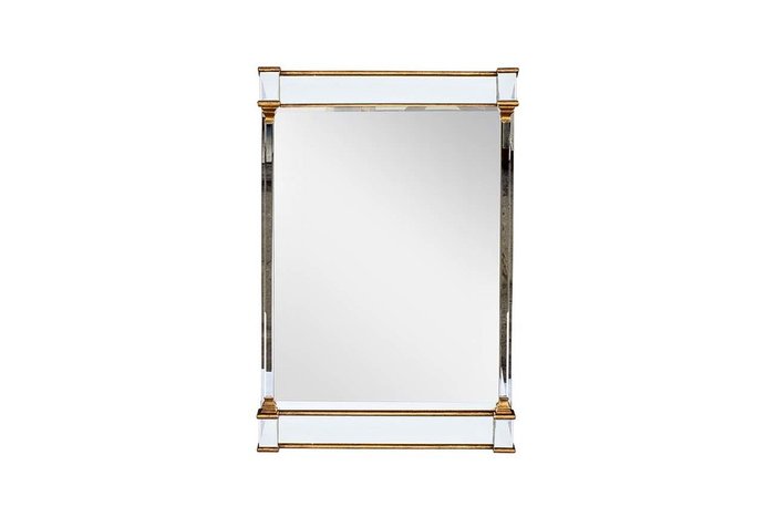 Зеркало прямоугольное с отделкой из мдф золотистого цвета