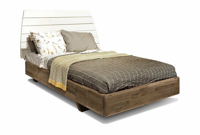Кровать Wallstreet 90х200 коричневого цвета с белым изголовьем без основания