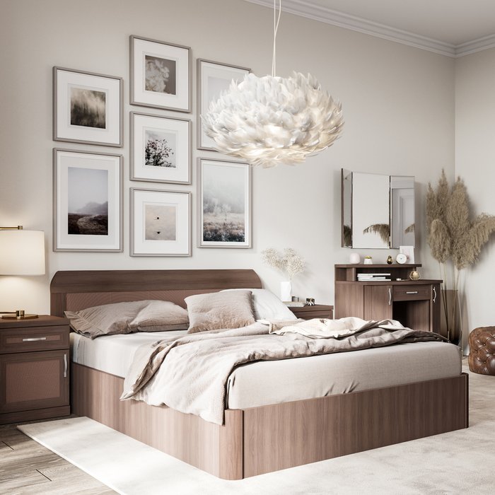 Кровать Магна 180х200 коричневого цвета с подъемным механизмом - купить Кровати для спальни по цене 55732.0