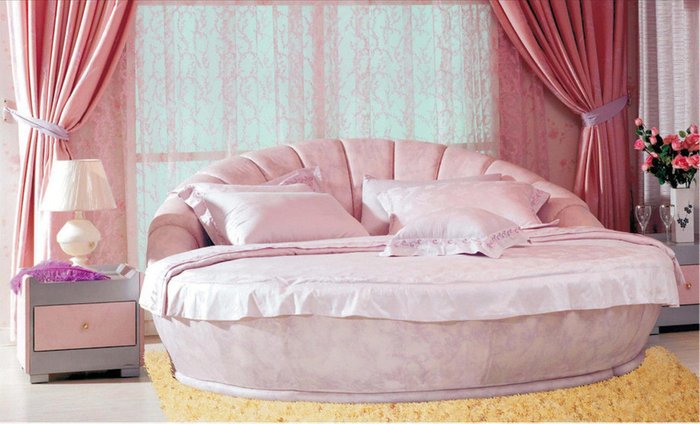 Кровать " Letto  Rotondo GM 09" с обивкой из экокожи или велюра 200 см