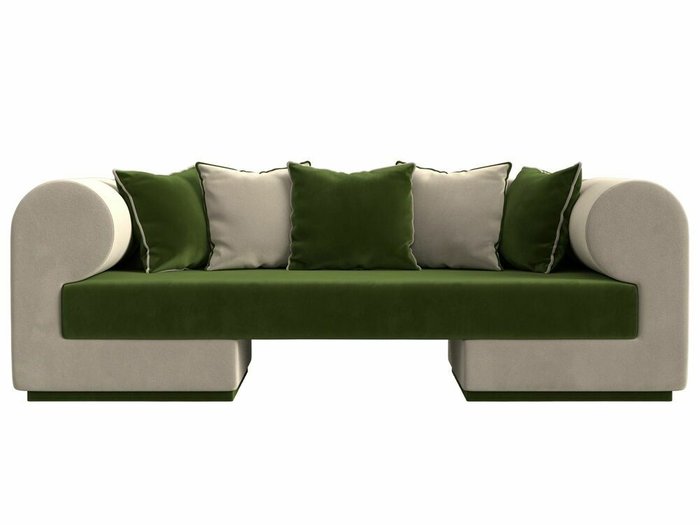 Прямой диван Кипр зелено-бежевого цвета - купить Прямые диваны по цене 47999.0