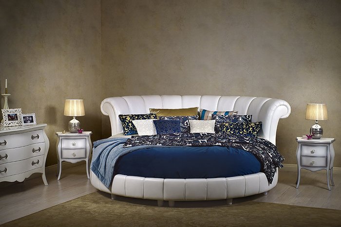 Кровать "Letto Rotondo GM 01" с обивкой из экокожи или велюра 220 см