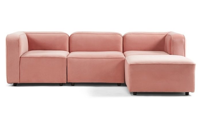 Модульный угловой диван розового цвета