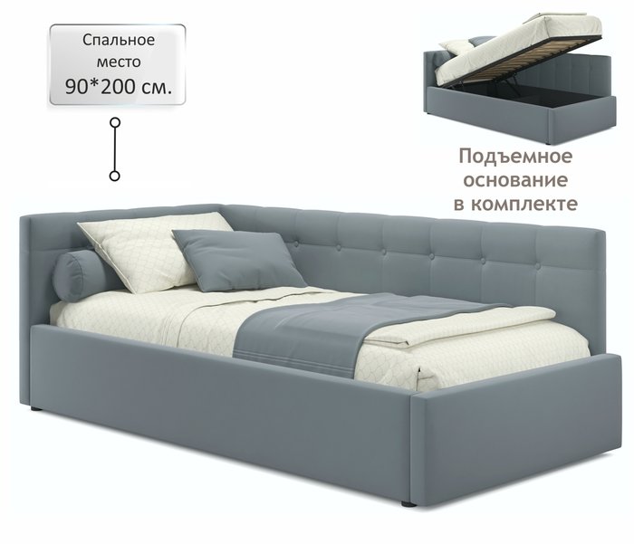 Кровать Bonna 90х200 с подъемным механизмом серого цвета - лучшие Кровати для спальни в INMYROOM